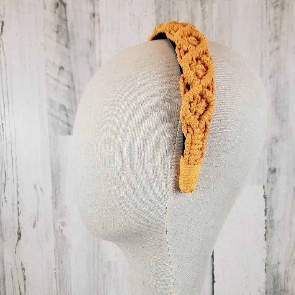 Golden Yellow Macrame Braided Headband